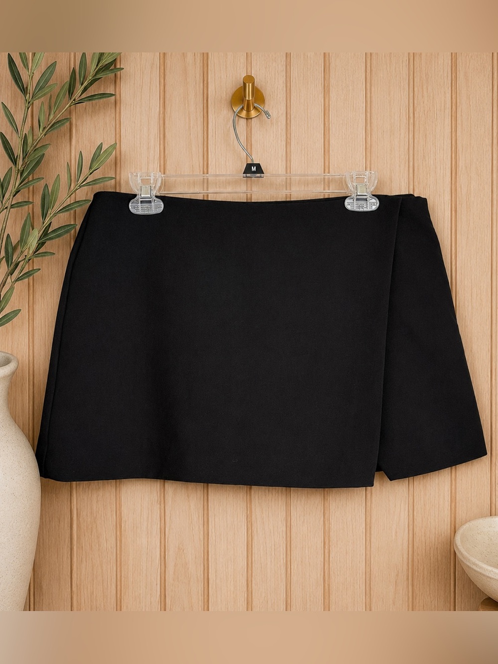 Zara Black Skort Mini Skirt Shorts Size XL